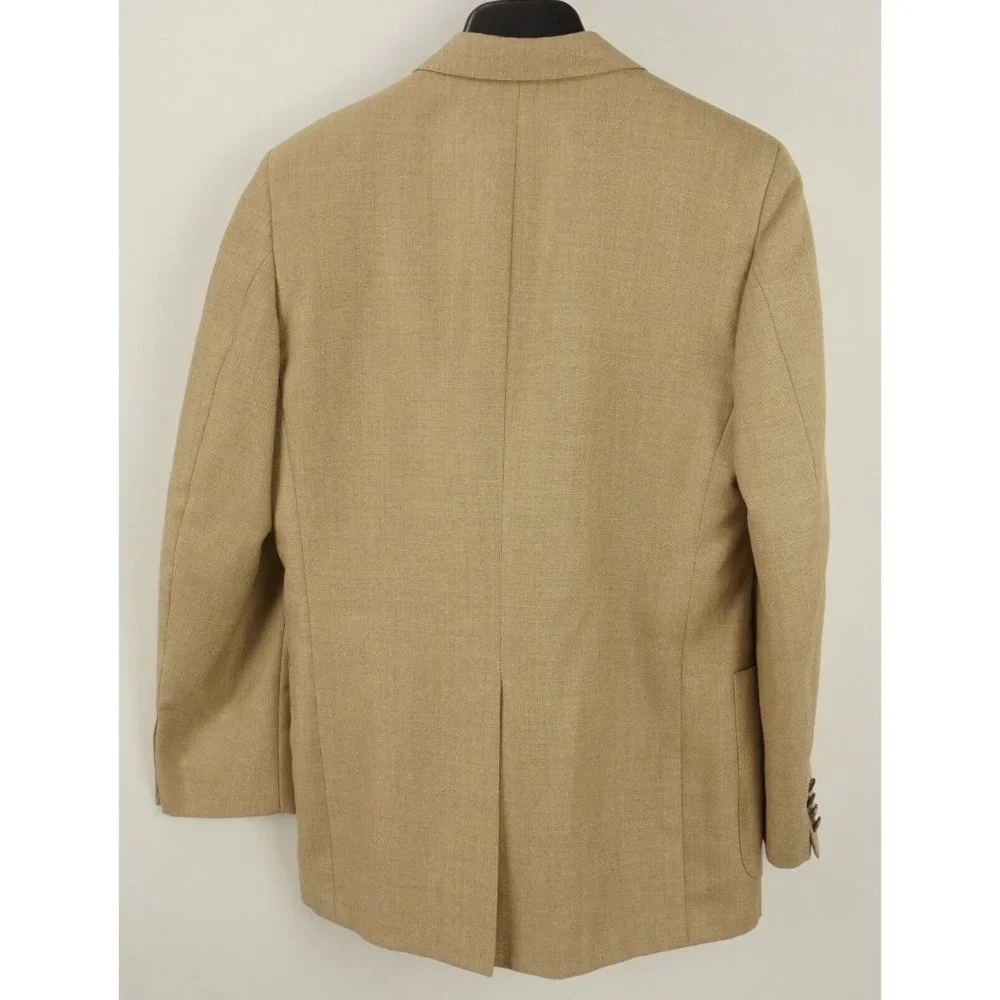 Lanvin Men's 40R Light Brown Woven Wool‎ Notch Lapel Two Metal Button Sport Coat